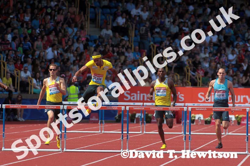 javier Culson (PUR) on his way to winning the 400 metres hurdles in the IAAF Diamond League, Birmingham.